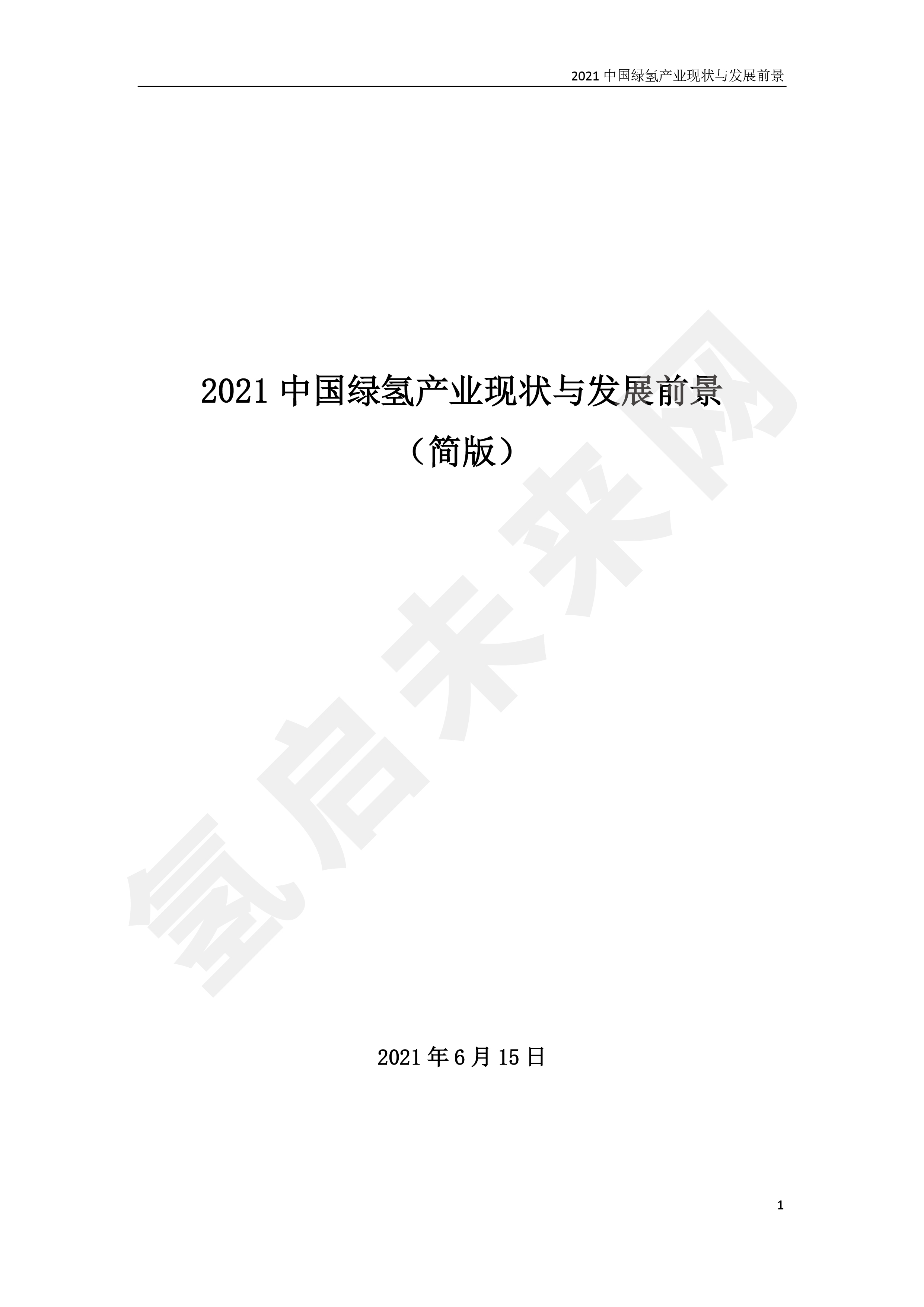 2021 中國綠氫產業現狀與發展前景 （簡版）